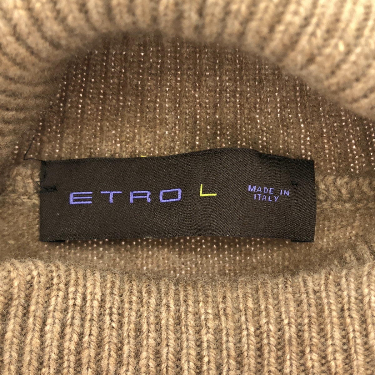 ETRO エトロ ブラウン カシミヤ タートルネック ニット トップス