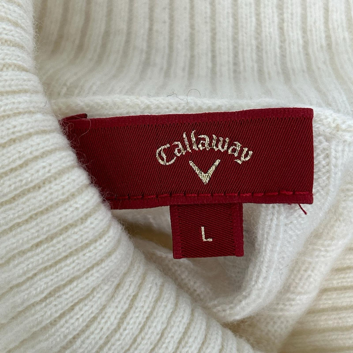 CALLAWAY キャロウェイ アイボリー カシミヤ ロゴ刺繍 タートルネック ニット トップス
