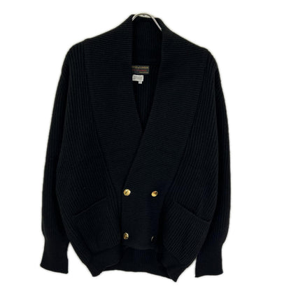 ブラック カシミヤ ショールカラー ダブルブレスト ニット トップス