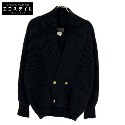 ブラック カシミヤ ショールカラー ダブルブレスト ニット トップス