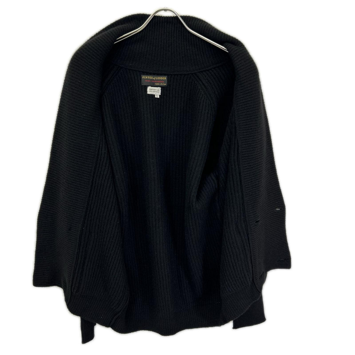 ブラック カシミヤ ショールカラー ダブルブレスト ニット トップス