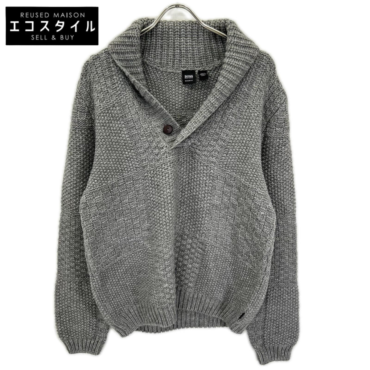 BOSS ボス グレー アルパカ×ウール ショールニット トップス