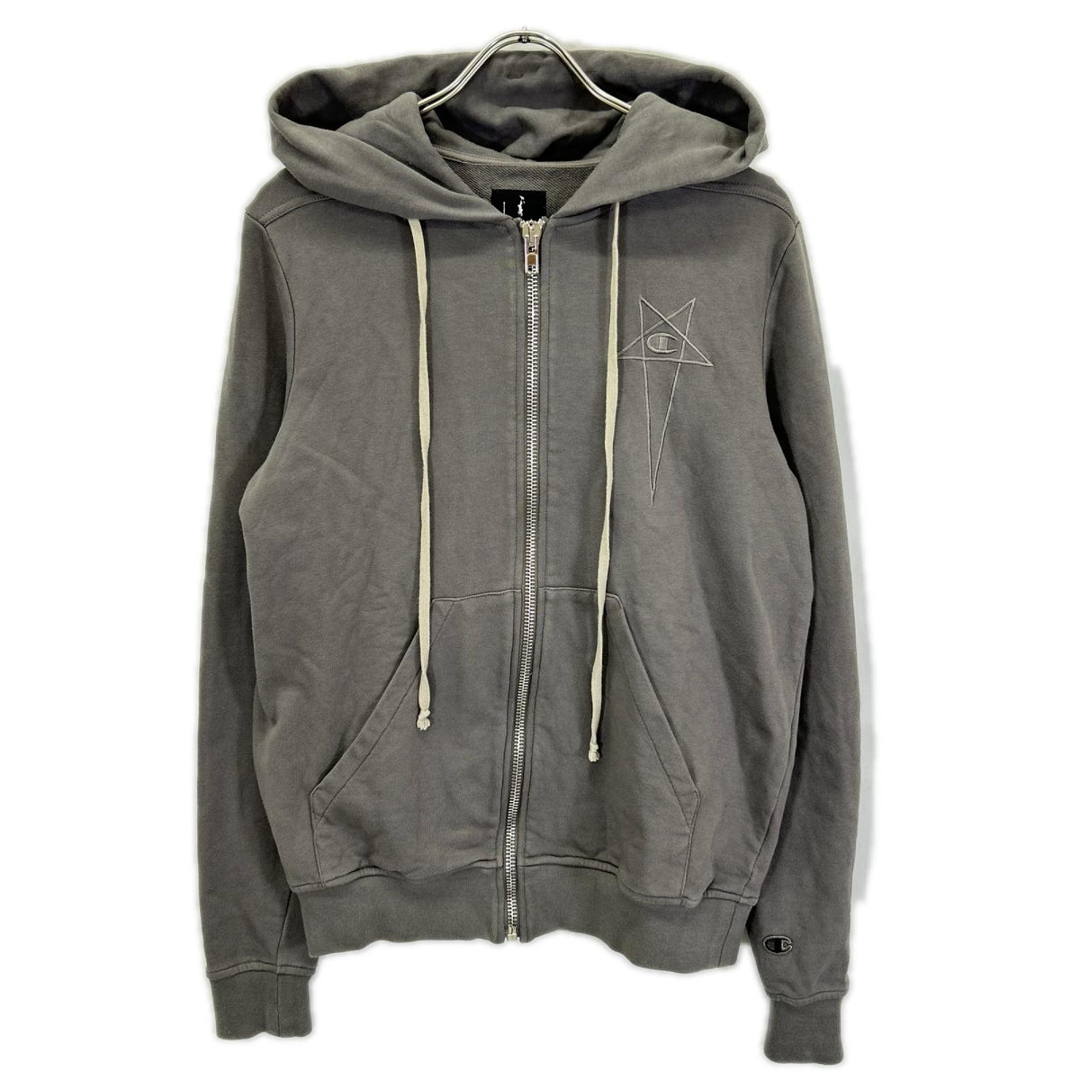 Rick Owens リックオウエンス CM21S0009 ×チャンピオン グレー系 ペンタグラム ジップアップ パーカー トップス