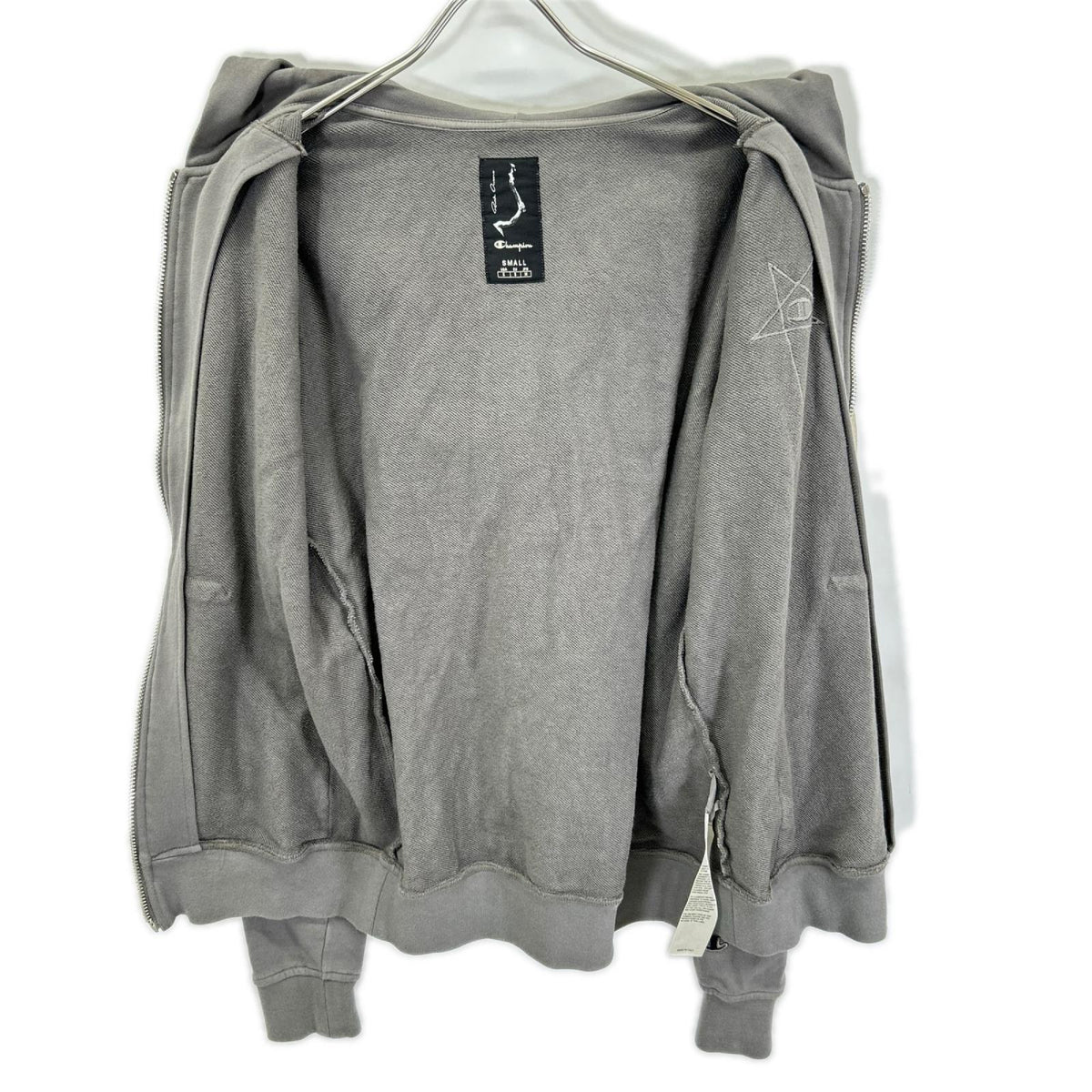 Rick Owens リックオウエンス CM21S0009 ×チャンピオン グレー系 ペンタグラム ジップアップ パーカー トップス