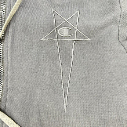Rick Owens リックオウエンス CM21S0009 ×チャンピオン グレー系 ペンタグラム ジップアップ パーカー トップス