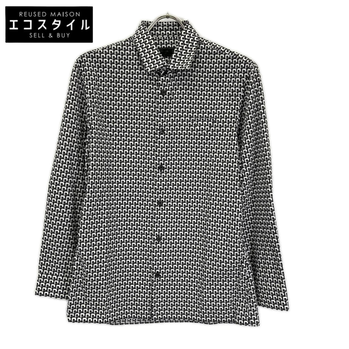 PRADA プラダ 22年製 ラフシモンズ期 UCM007 トライアングルロゴ 総柄 シャツ トップス