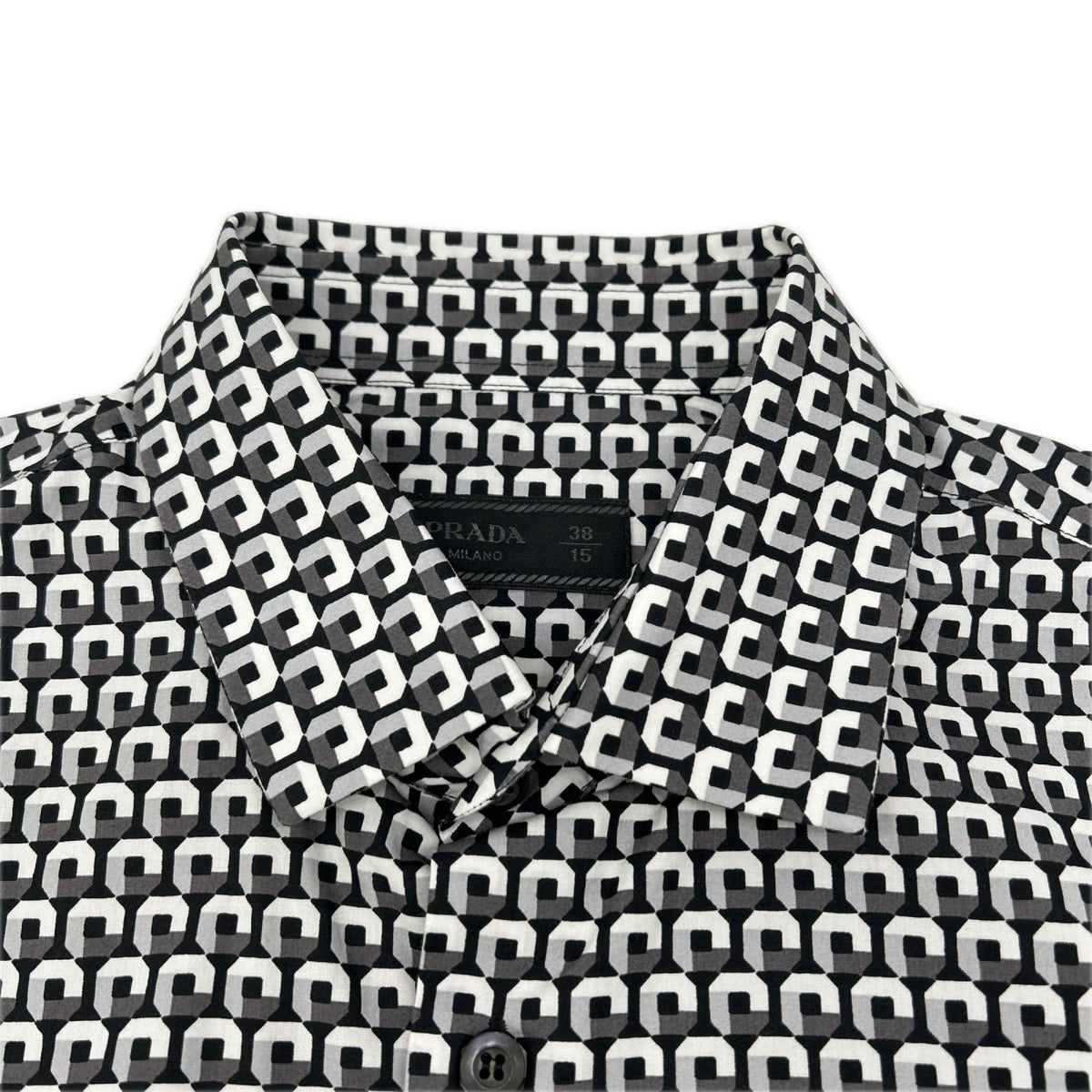PRADA プラダ 22年製 ラフシモンズ期 UCM007 トライアングルロゴ 総柄 シャツ トップス