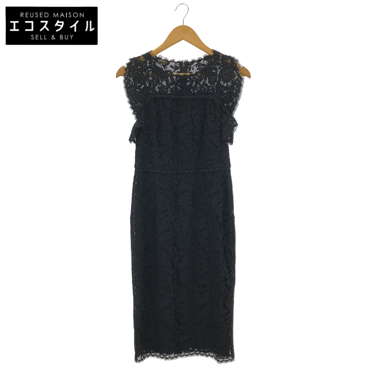 ESCADA エスカーダ 5022527 ブラック 総レース ミディドレスワンピース トップス