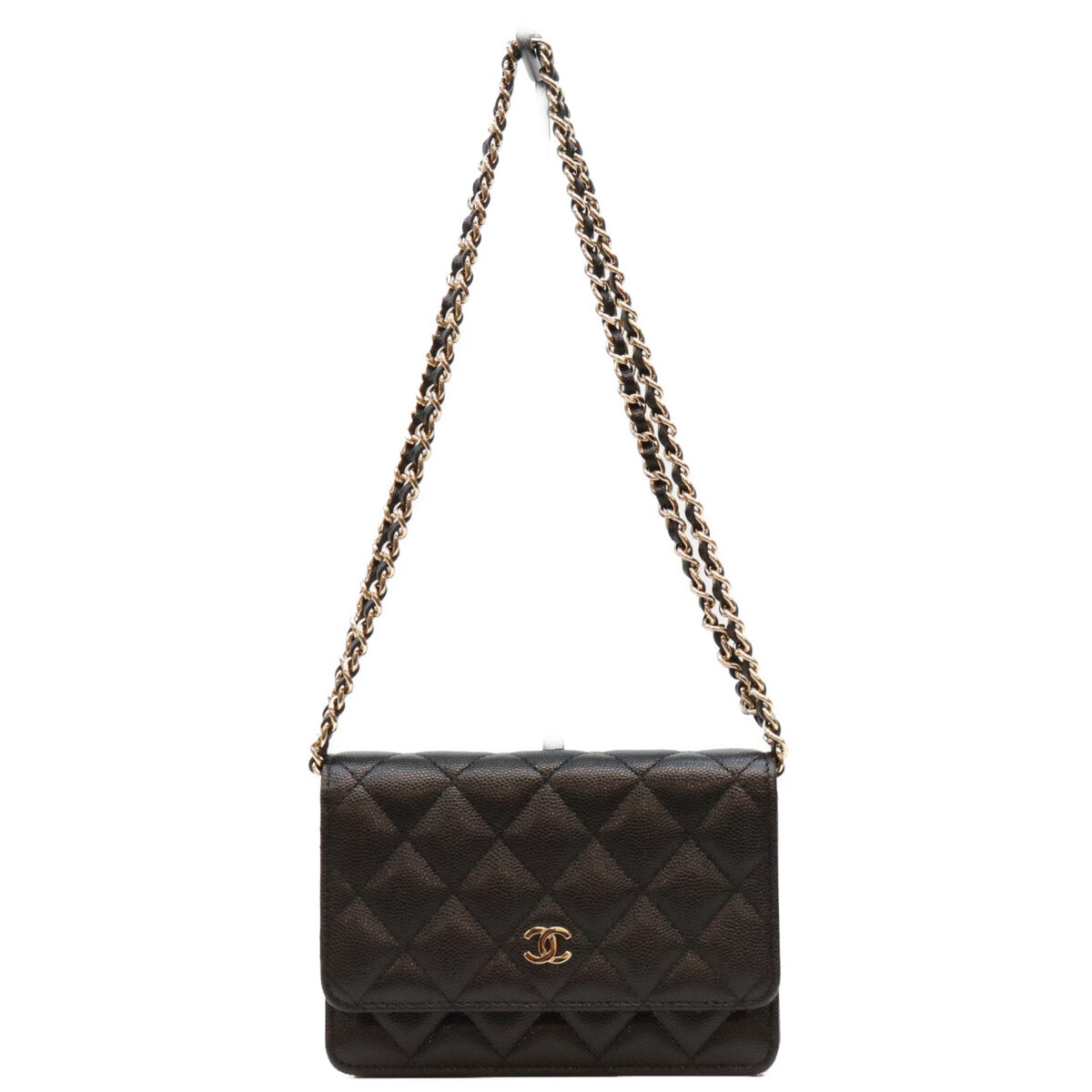 CHANEL シャネル 21年 30番 AP1649 黒 キャビア G金具 ミニチェーンウォレット ショルダーバッグ