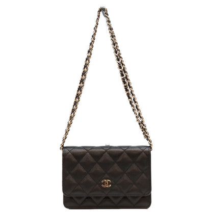 CHANEL シャネル 21年 30番 AP1649 黒 キャビア G金具 ミニチェーンウォレット ショルダーバッグ