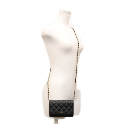 CHANEL シャネル 21年 30番 AP1649 黒 キャビア G金具 ミニチェーンウォレット ショルダーバッグ