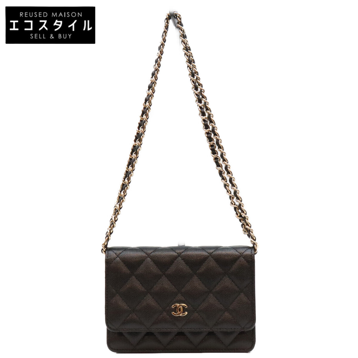 CHANEL シャネル 21年 30番 AP1649 黒 キャビア G金具 ミニチェーンウォレット ショルダーバッグ