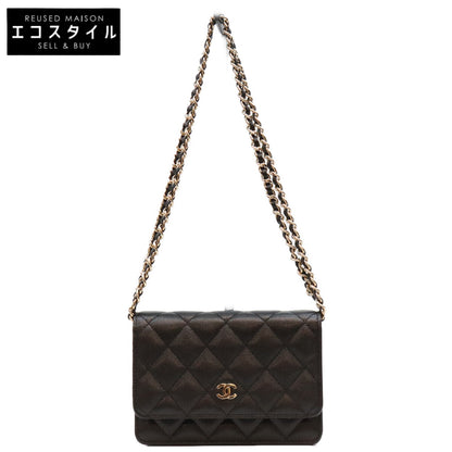 CHANEL シャネル 21年 30番 AP1649 黒 キャビア G金具 ミニチェーンウォレット ショルダーバッグ