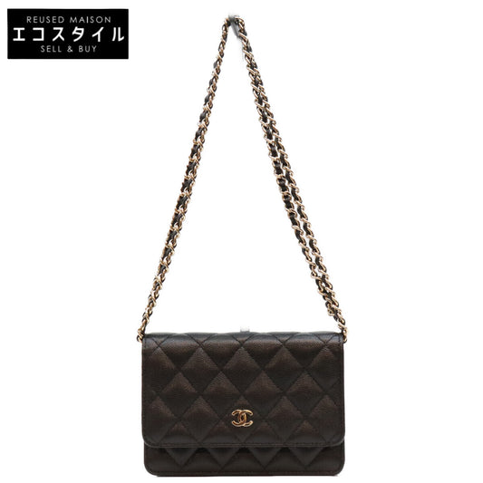 CHANEL シャネル 21年 30番 AP1649 黒 キャビア G金具 ミニチェーンウォレット ショルダーバッグ