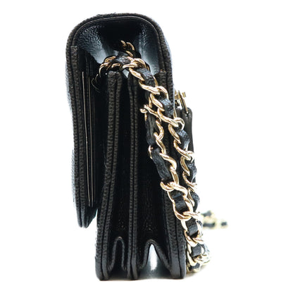 CHANEL シャネル 21年 30番 AP1649 黒 キャビア G金具 ミニチェーンウォレット ショルダーバッグ