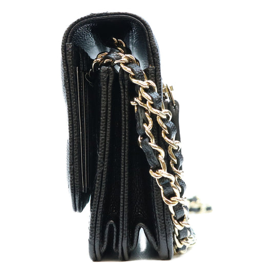 CHANEL シャネル 21年 30番 AP1649 黒 キャビア G金具 ミニチェーンウォレット ショルダーバッグ