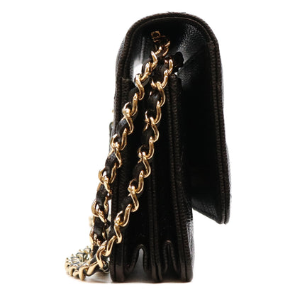 CHANEL シャネル 21年 30番 AP1649 黒 キャビア G金具 ミニチェーンウォレット ショルダーバッグ