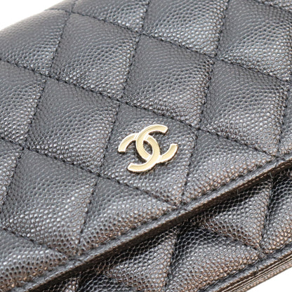 CHANEL シャネル 21年 30番 AP1649 黒 キャビア G金具 ミニチェーンウォレット ショルダーバッグ
