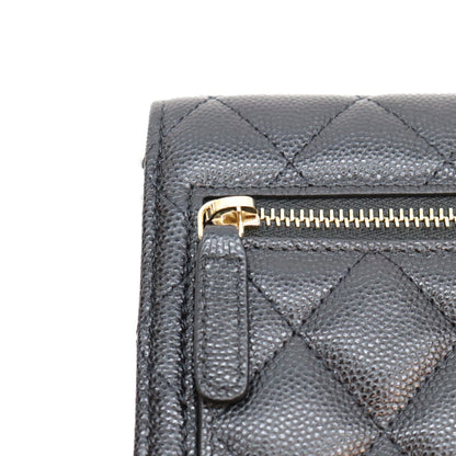 CHANEL シャネル 21年 30番 AP1649 黒 キャビア G金具 ミニチェーンウォレット ショルダーバッグ