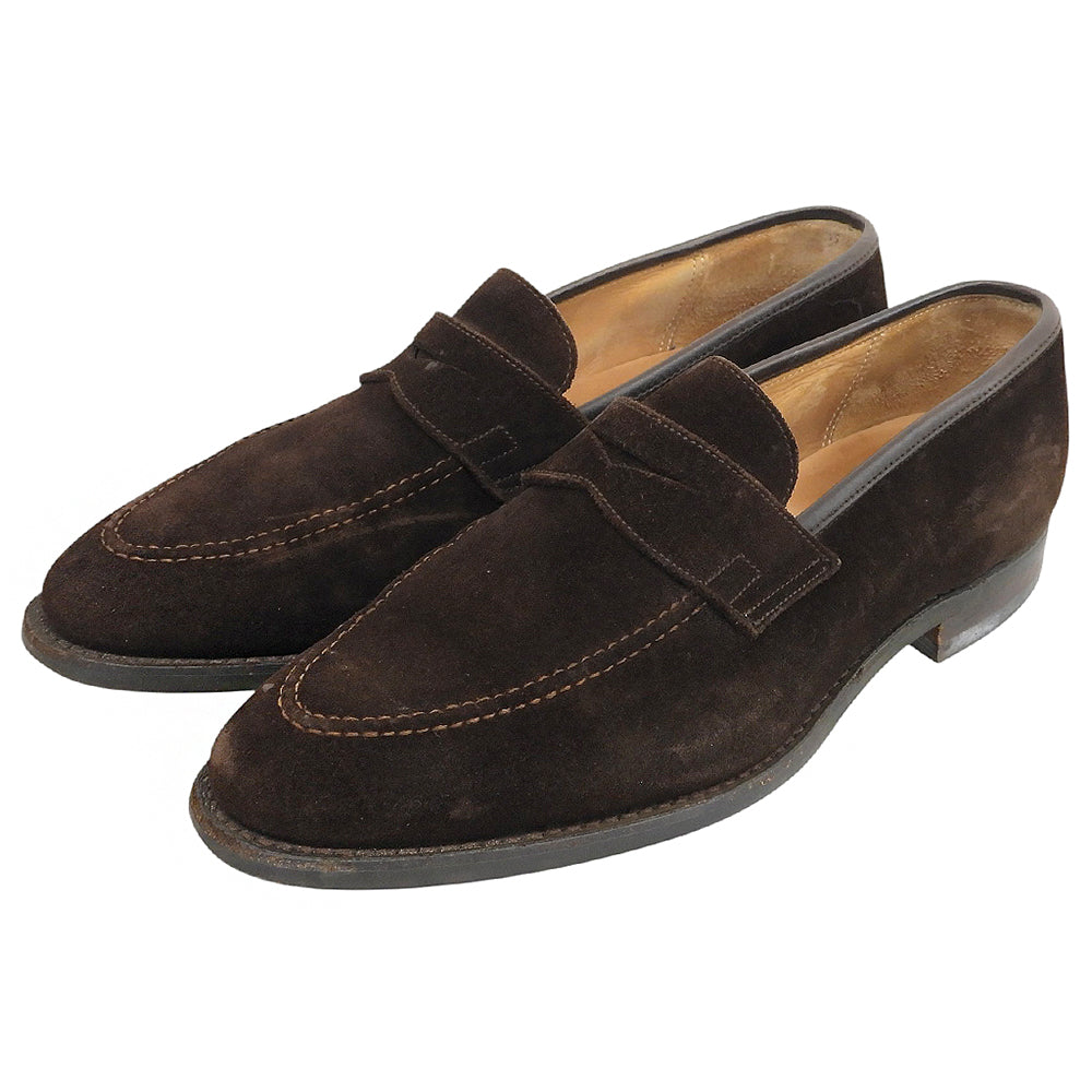 Crockett&Jones クロケット＆ジョーンズ SYDNEY スエードレザー コインローファー シューズ メンズ ブラウン 8E シューズ