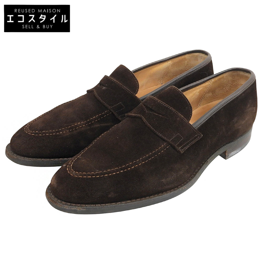 Crockett&Jones クロケット＆ジョーンズ SYDNEY スエードレザー コインローファー シューズ メンズ ブラウン 8E シューズ