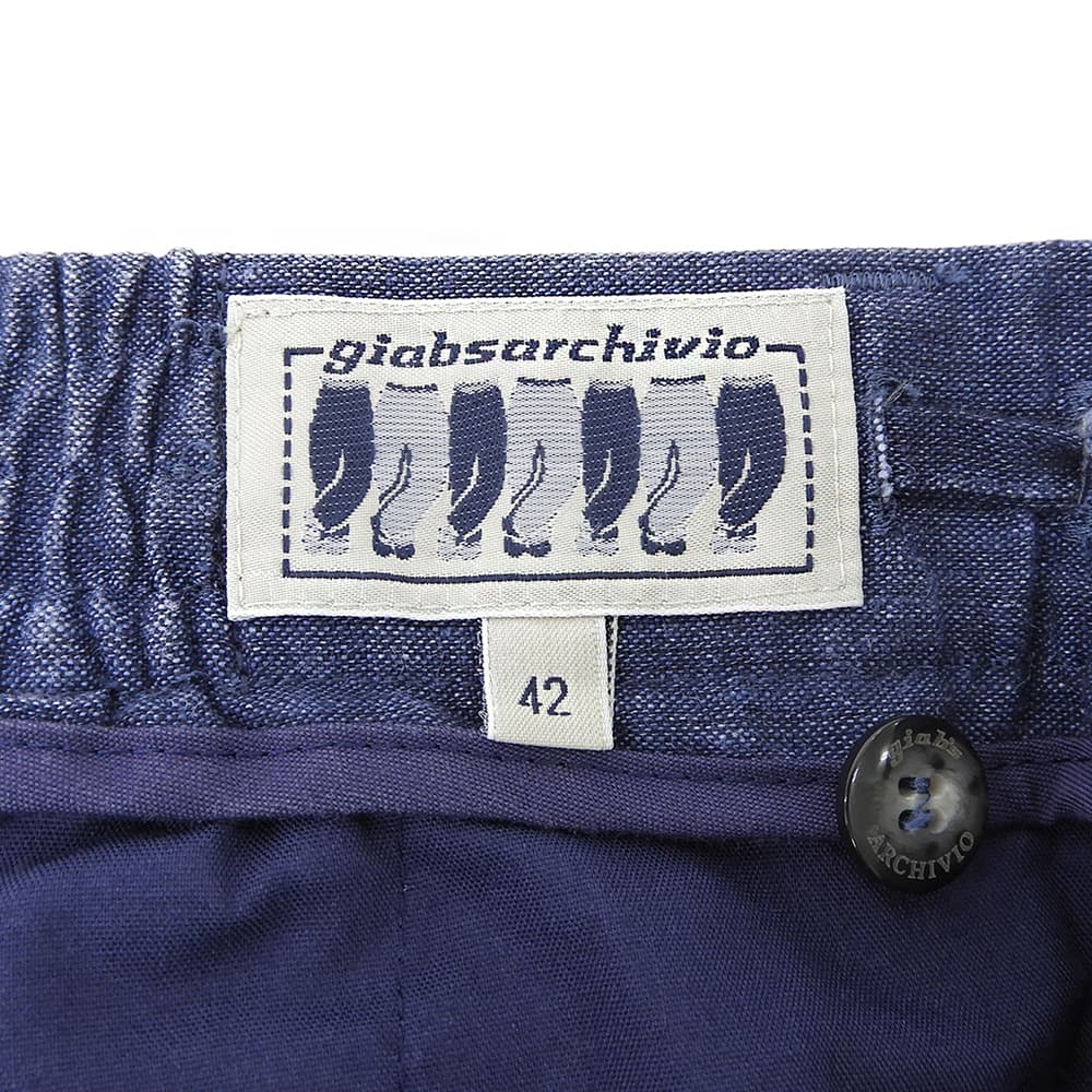 giab's ARCHIVIO ジャブスアルキヴィオ MASACCIO リネン イージースラックスパンツ ボトムス メンズ ネイビー 42 ボトムス