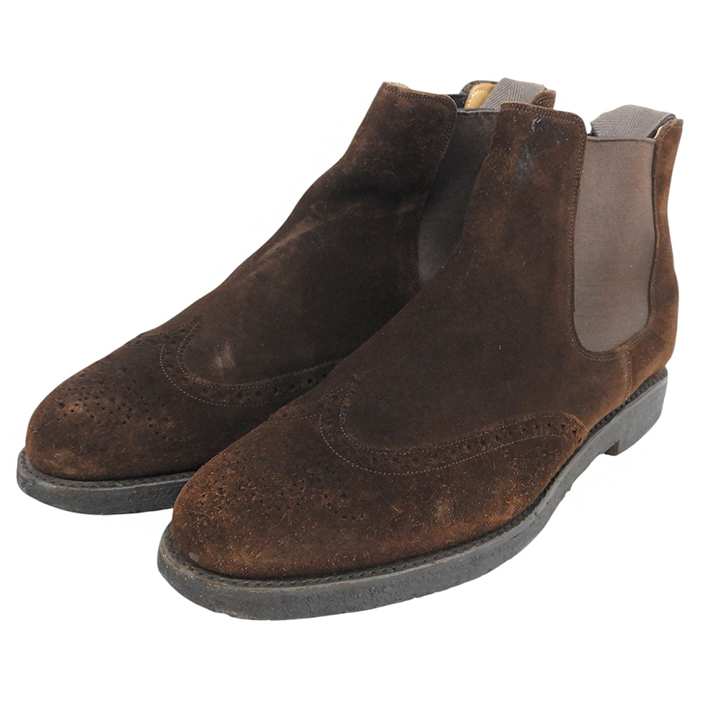 CHEANEY チーニー REGENT スエード ウイングチップ サイドゴアブーツ シューズ メンズ ブラウン 8 1/2 シューズ