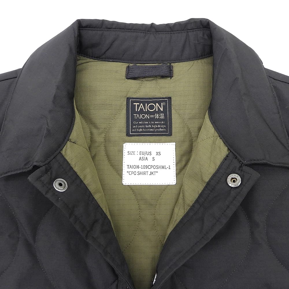 TAION タイオン 美品 ミリタリー CPOシャツジャケット ダウン ジャケット メンズ ブラック S TAION-109CPOSHML-1 ジャケット