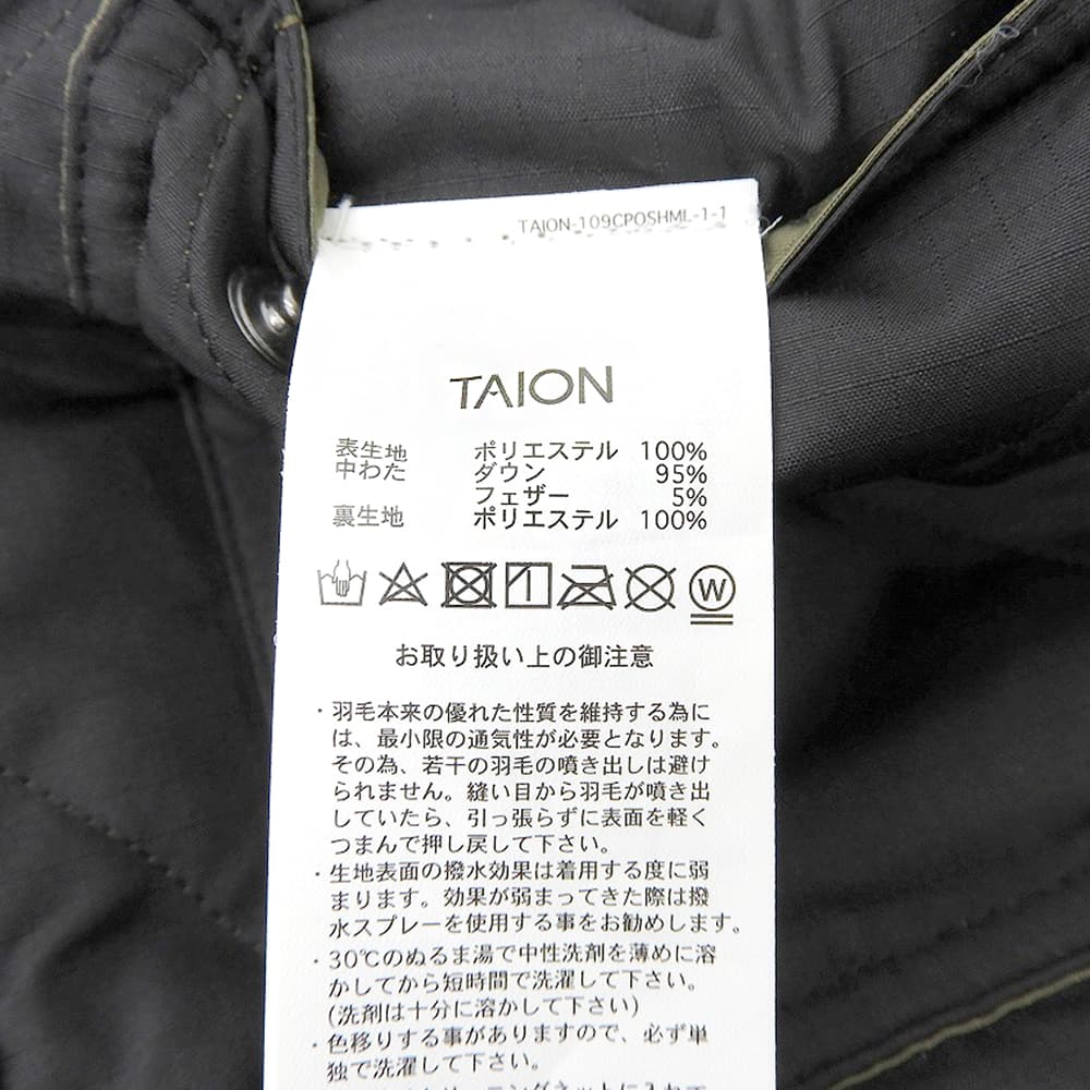 TAION タイオン 美品 ミリタリー CPOシャツジャケット ダウン ジャケット メンズ ブラック S TAION-109CPOSHML-1 ジャケット