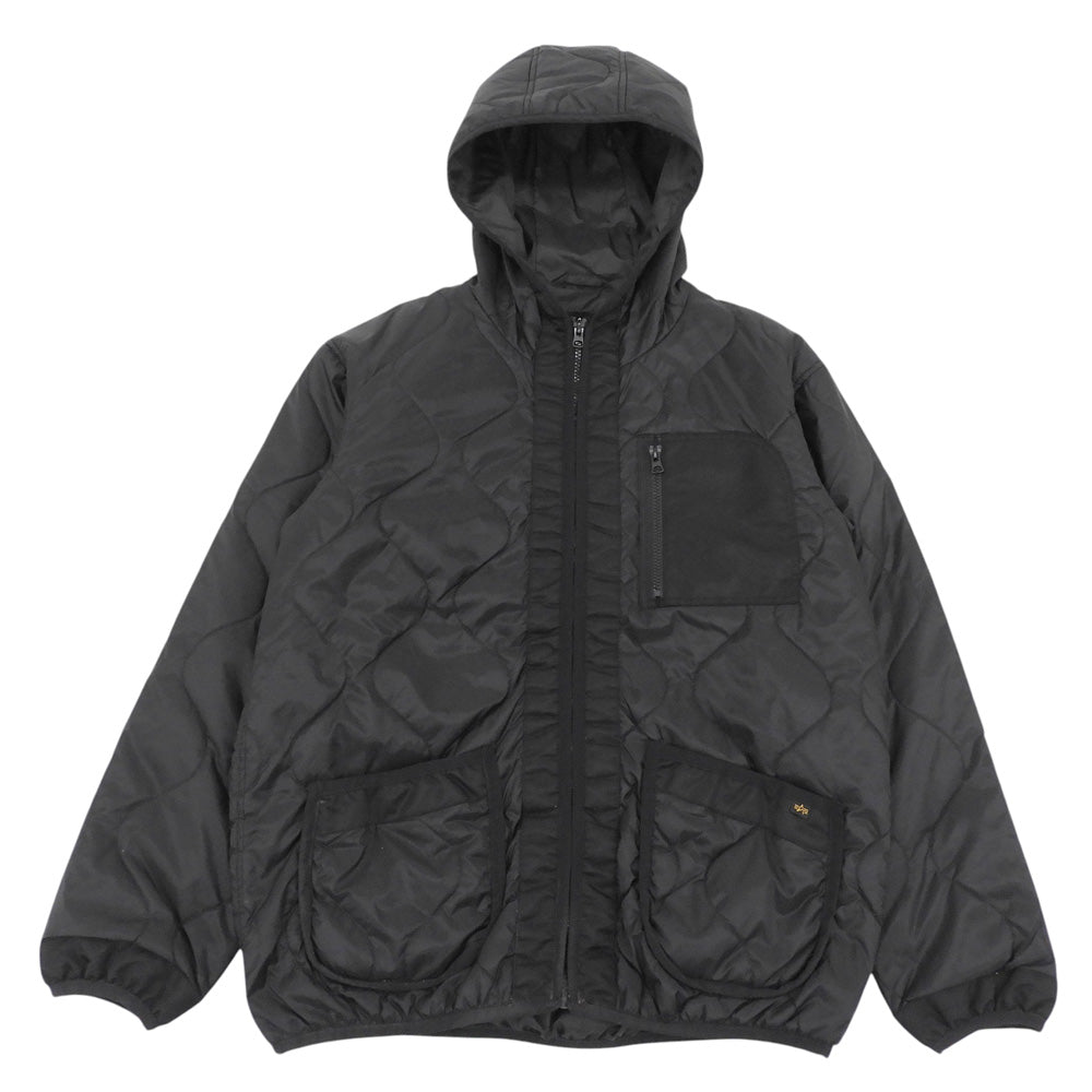 ALPHA INDUSTRIES アルファインダストリーズ キルトフードジャケット メンズ ブラック M ジャケット ジャケット