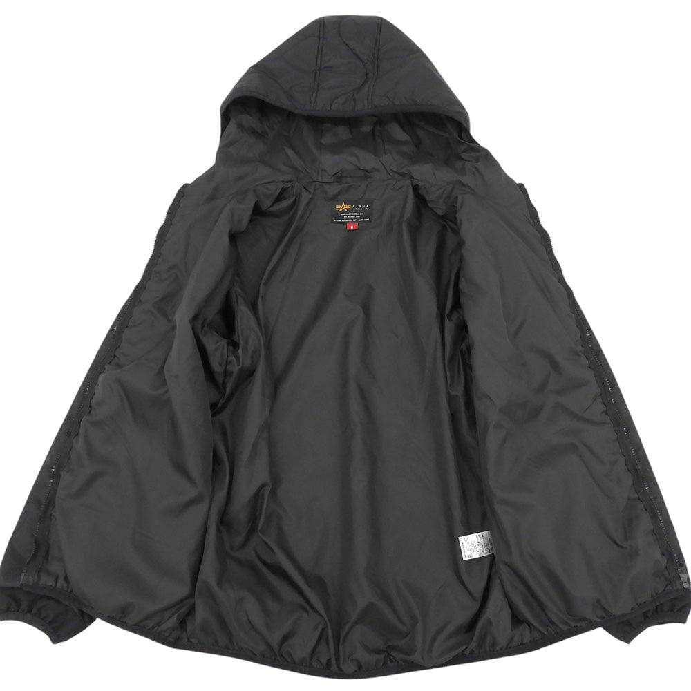 ALPHA INDUSTRIES アルファインダストリーズ キルトフードジャケット メンズ ブラック M ジャケット ジャケット
