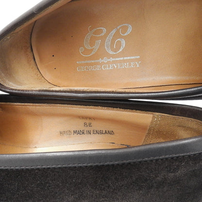 George Cleverley ジョージクレバリー CAPRI スエードレザー コインローファー シューズ メンズ ダークブラウン 8E シューズ