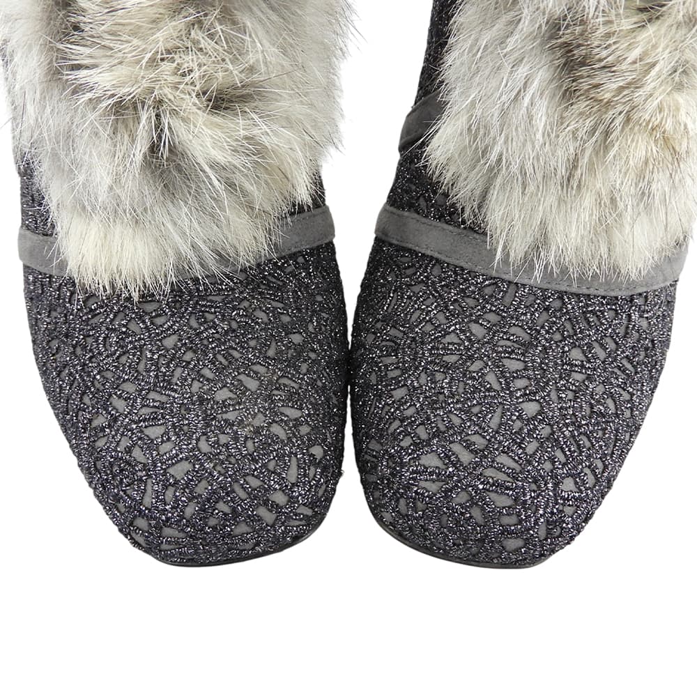 Christian Dior クリスチャンディオール 美品 バックジップ ファー ヒールブーティ シューズ レディース グレー系 35 1/2 シューズ