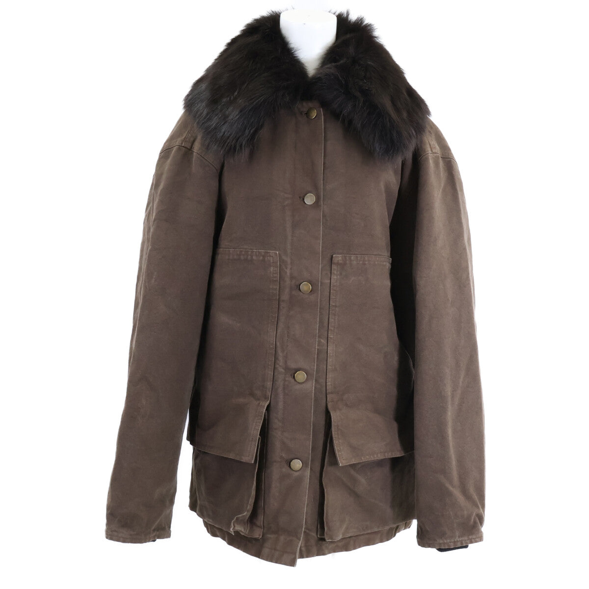 PRADA プラダ 【美品/国内正規】292241 シープスキンファーカラー付 コットン ジャケット ジャケット