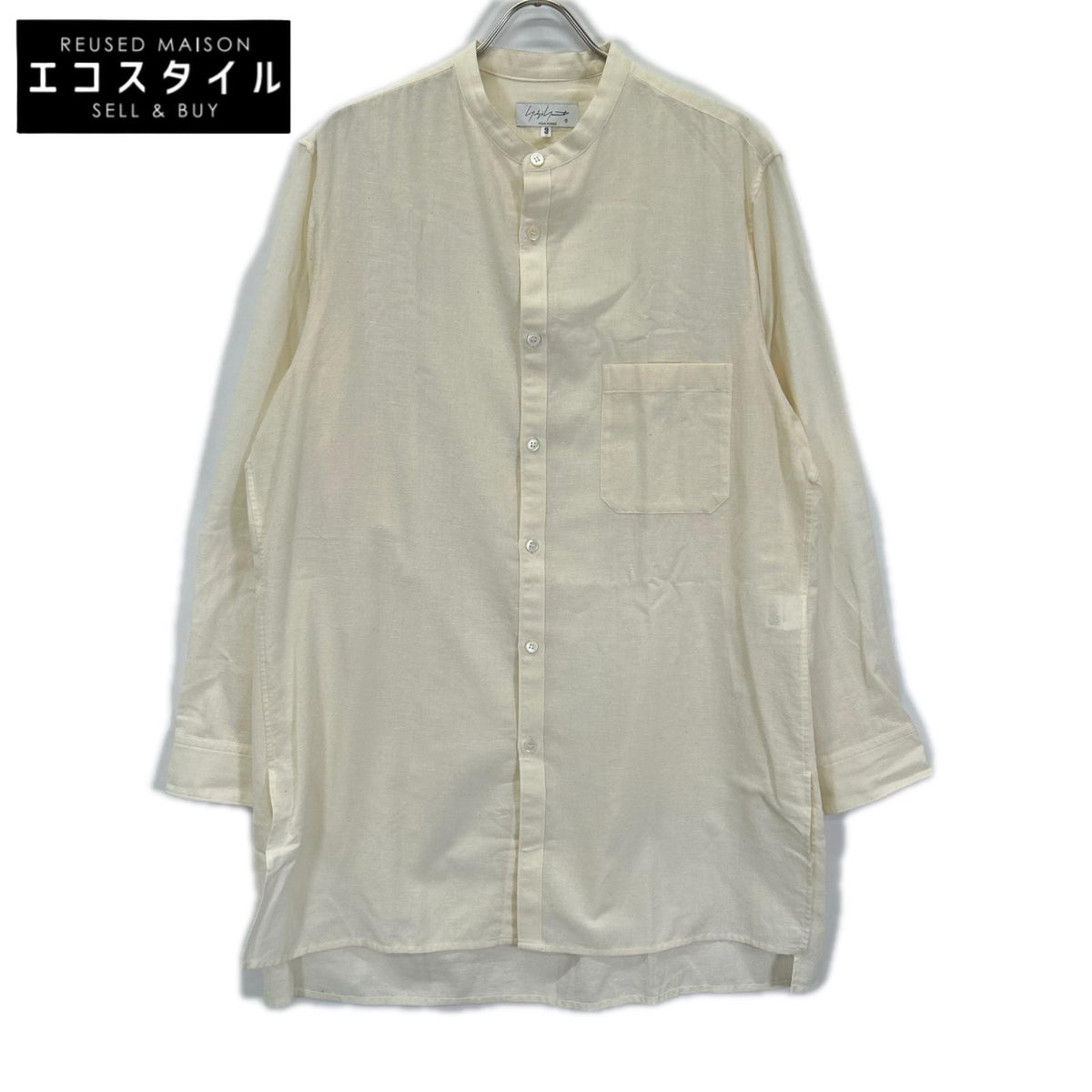 Yohji Yamamoto POUR HOMME ヨウジヤマモトプールオム HZ-B2B-046 生成り バンドカラー シャツ トップス