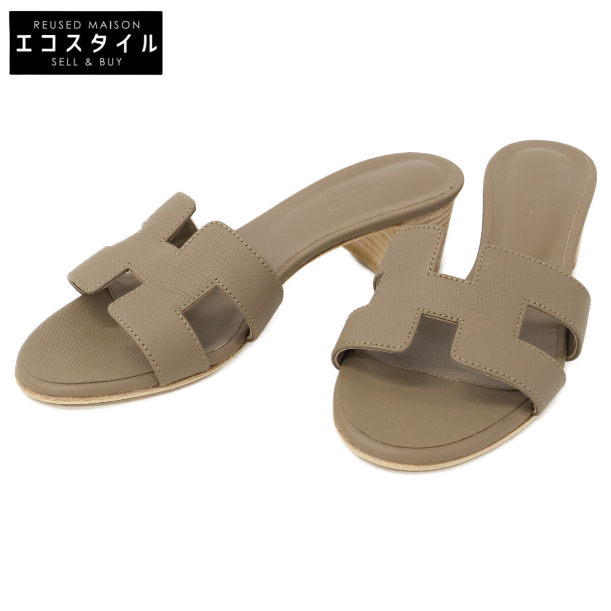 HERMES エルメス 【美品】AF151215Z Oasis オアジス レザー ヒールサンダル シューズ