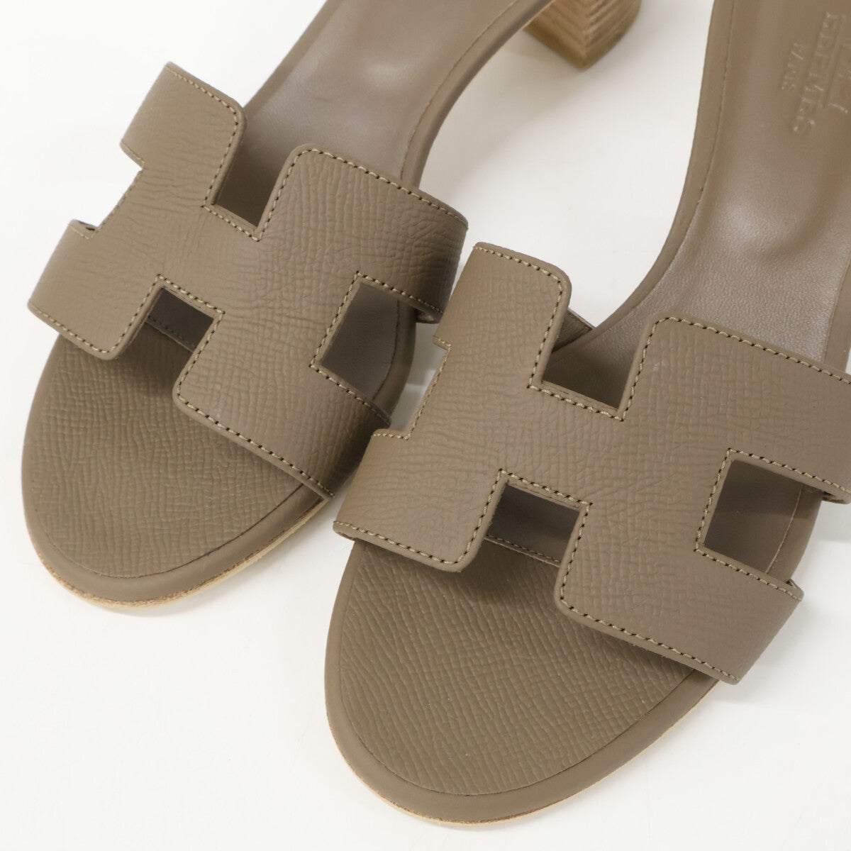 HERMES エルメス 【美品】AF151215Z Oasis オアジス レザー ヒールサンダル シューズ