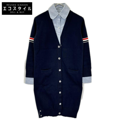 THOM BROWNE トムブラウン 22AW FKC469-Y3007 ネイビー×ブルー RWB シャツ ドッキングロングカーディガン トップス