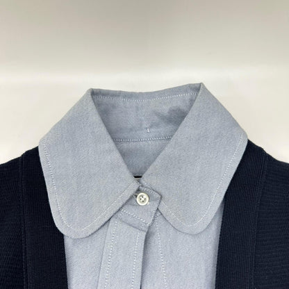 THOM BROWNE トムブラウン 22AW FKC469-Y3007 ネイビー×ブルー RWB シャツ ドッキングロングカーディガン トップス