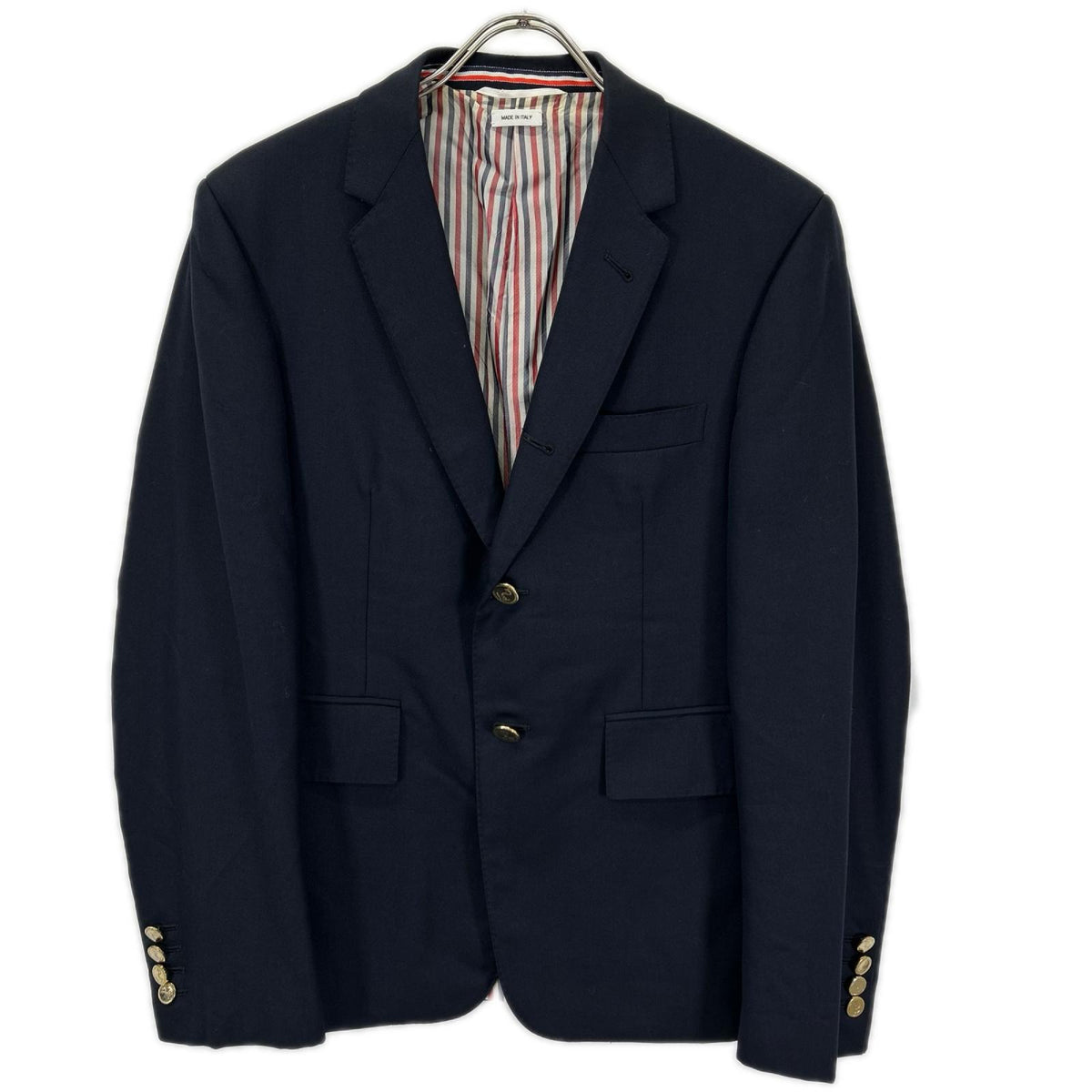 THOM BROWNE トムブラウン MJC001A-00626415 ネイビー ウール シングルブレスト ブレザー ジャケット