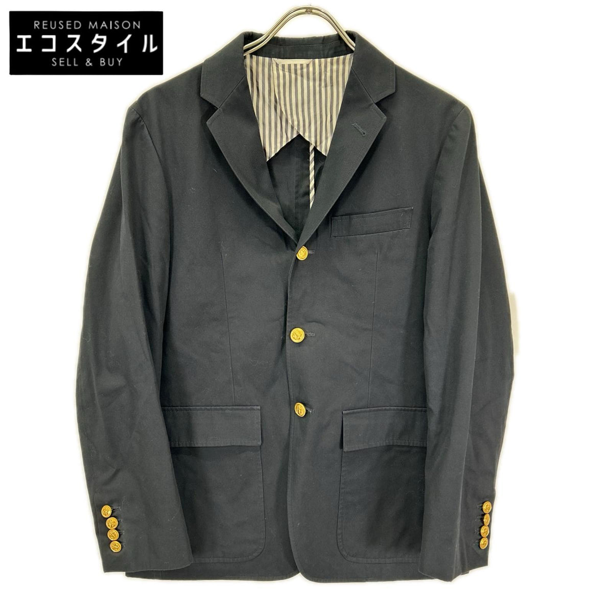 THOM BROWNE トムブラウン A0121I1045 ブラック 金ボタン シングル テーラードジャケット ジャケット