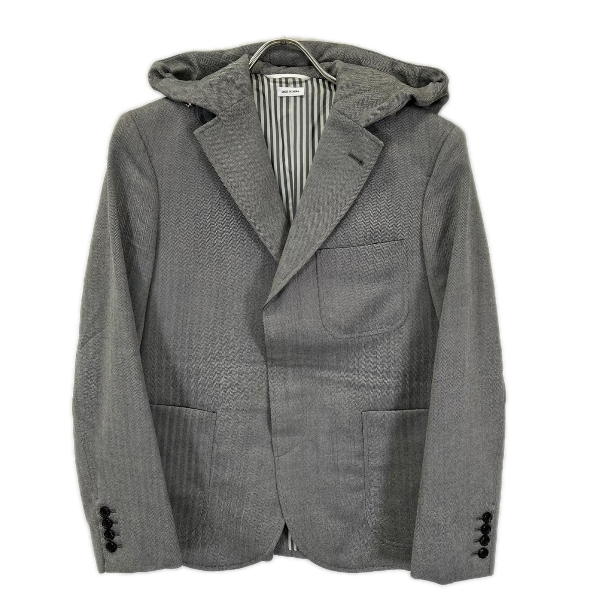 THOM BROWNE トムブラウン MJC259AW8646 グレー シングル フード付き テーラードジャケット ジャケット