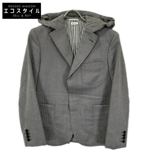 THOM BROWNE トムブラウン MJC259AW8646 グレー シングル フード付き テーラードジャケット ジャケット