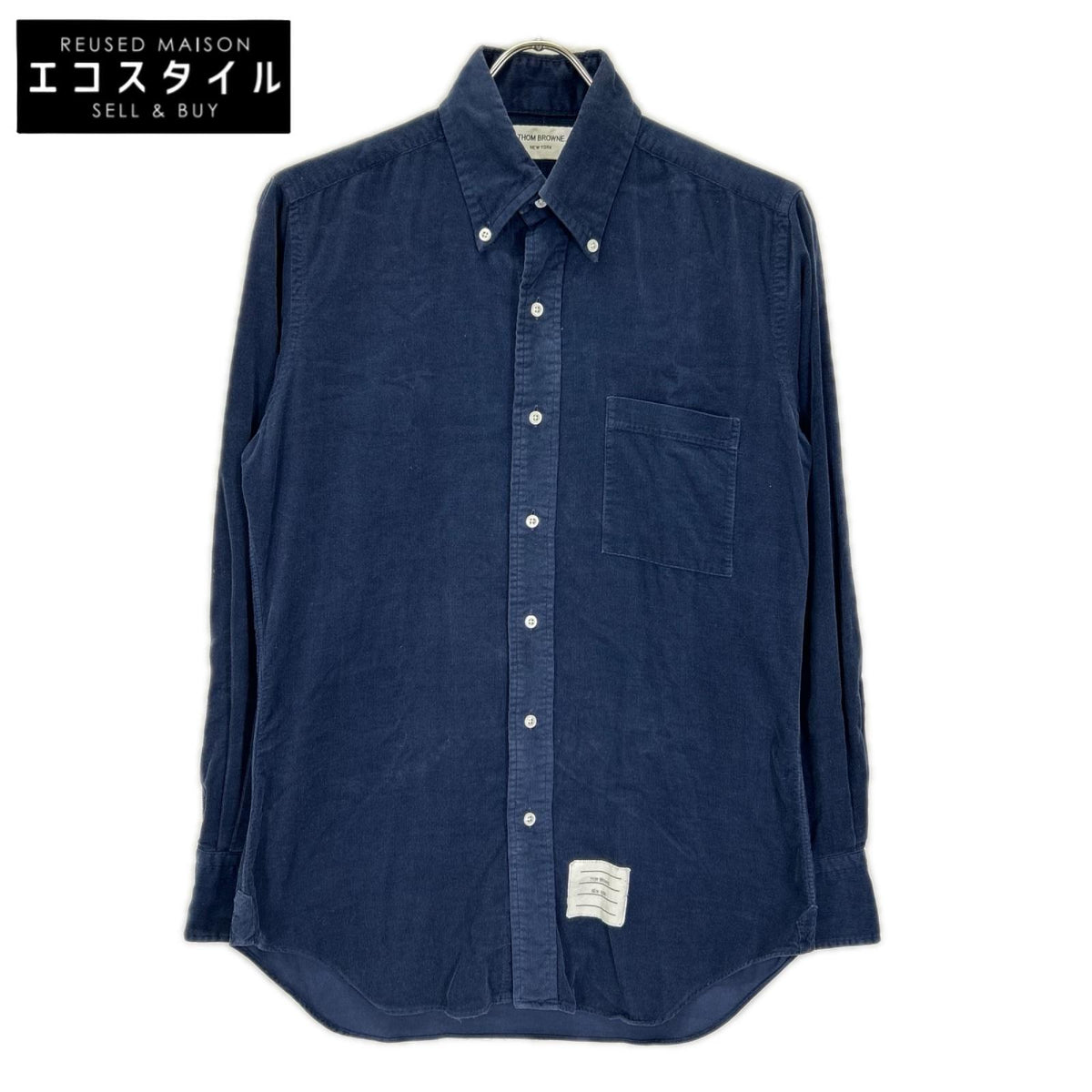 THOM BROWNE トムブラウン MWL187E00144 ネイビー コーデュロイ ロングスリーブシャツ トップス