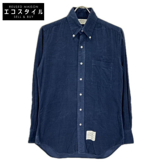 THOM BROWNE トムブラウン MWL187E00144 ネイビー コーデュロイ ロングスリーブシャツ トップス
