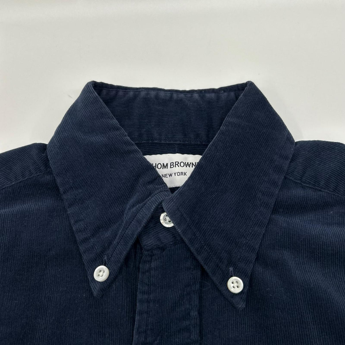 THOM BROWNE トムブラウン MWL187E00144 ネイビー コーデュロイ ロングスリーブシャツ トップス