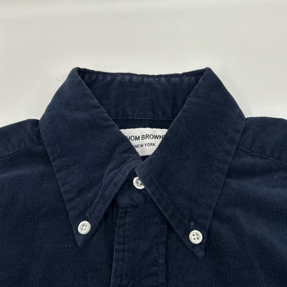 THOM BROWNE トムブラウン MWL187E00144 ネイビー コーデュロイ ロングスリーブシャツ トップス