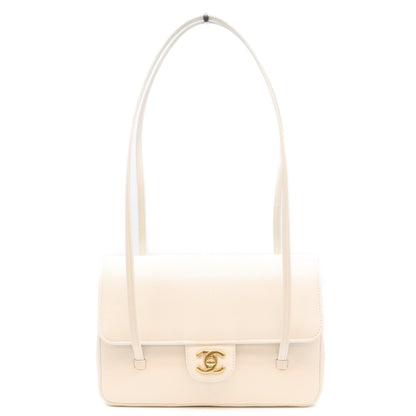 CHANEL シャネル AS6130 白 キャビア G金具 プレッピーココ スモール フラップ ハンドバッグ ショルダーバッグ