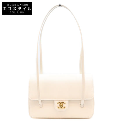 CHANEL シャネル AS6130 白 キャビア G金具 プレッピーココ スモール フラップ ハンドバッグ ショルダーバッグ