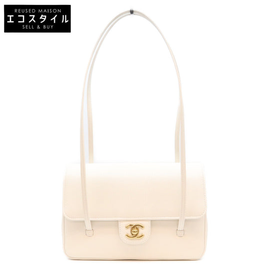 CHANEL シャネル AS6130 白 キャビア G金具 プレッピーココ スモール フラップ ハンドバッグ ショルダーバッグ